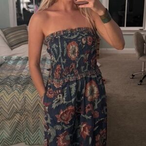 Sea luna print smocked swim coverup dress size m nwt